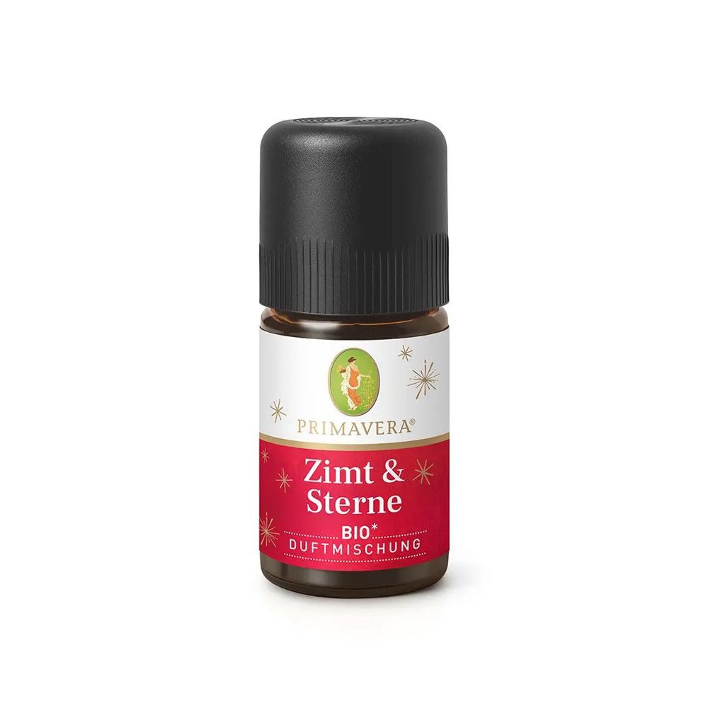 Primavera Zimt & Sterne BIO Duftmischung in kleiner Flasche.