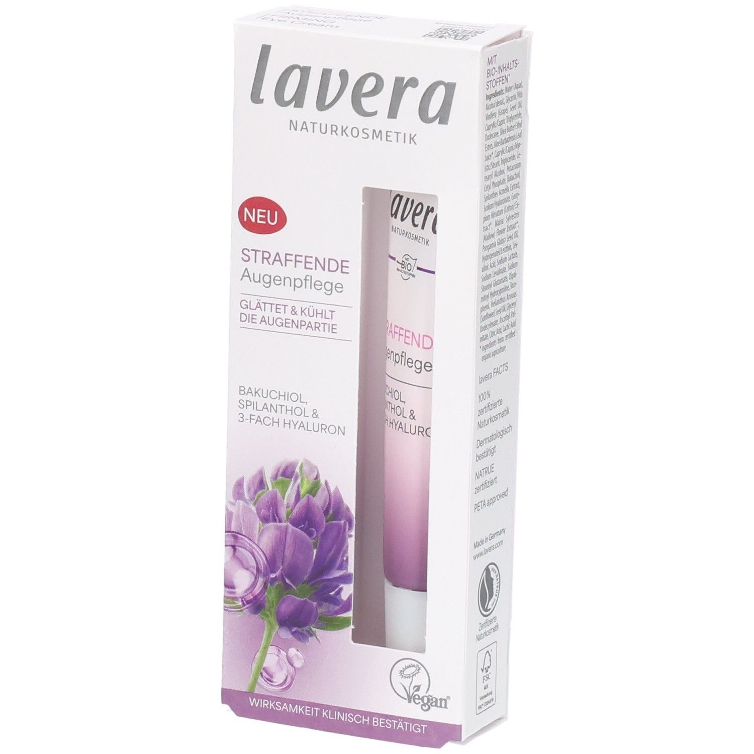 Lavera Naturkosmetik Soin raffermissant pour les yeux en boîte pliante avec tube.