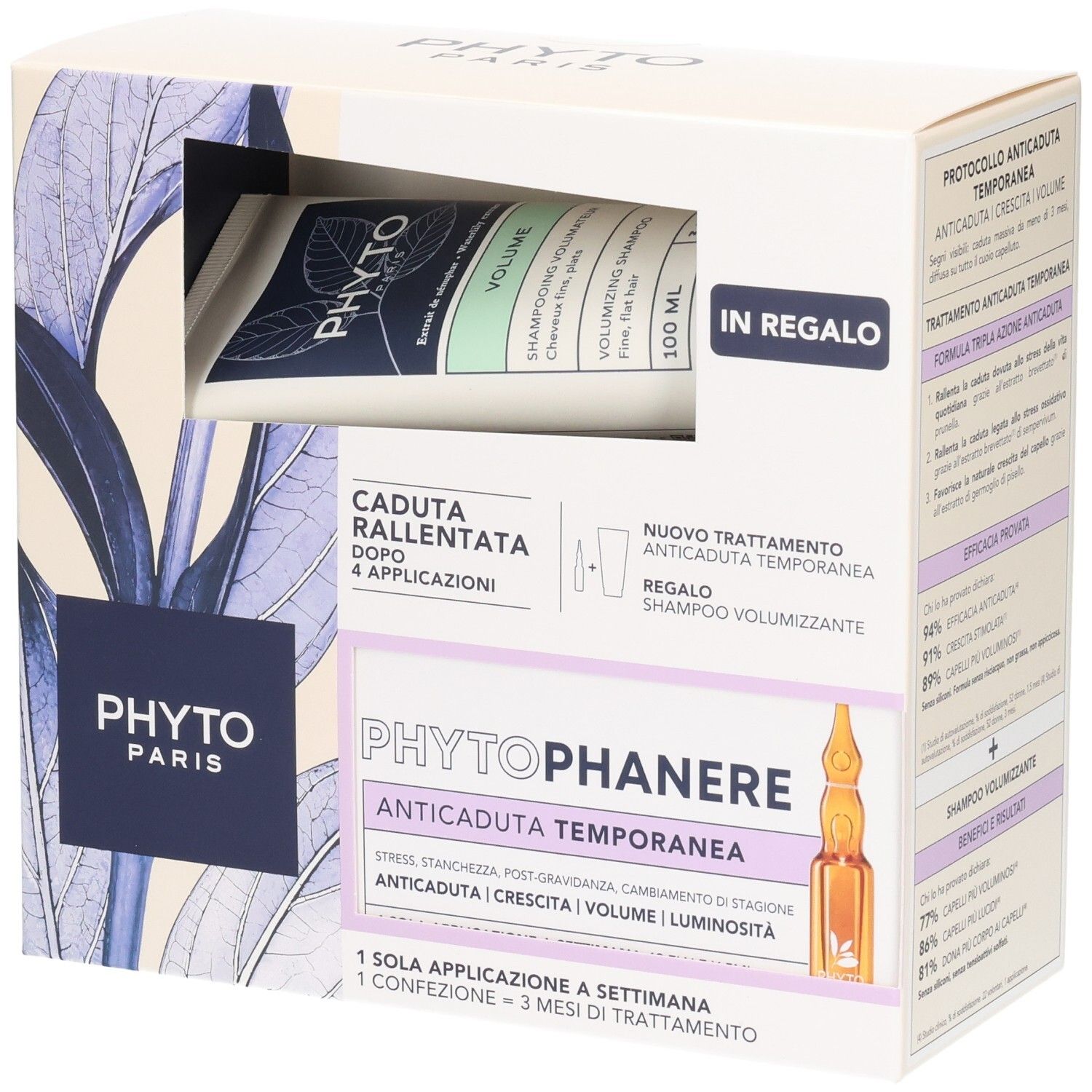 Phyto-Haarpflegeset mit Shampoo und Ampullen gegen Haarausfall.