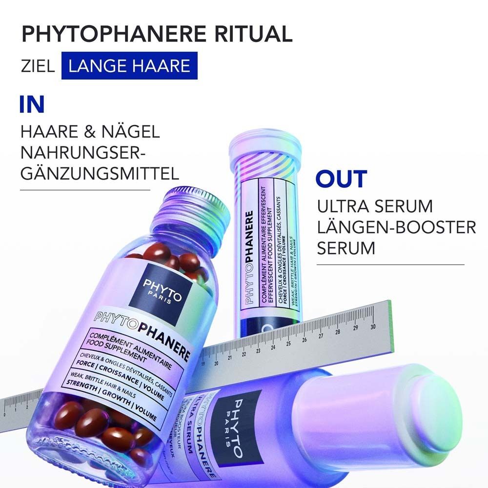 Flasche mit braunen Kapseln, beschriftet mit 'PHYTO PARIS'.