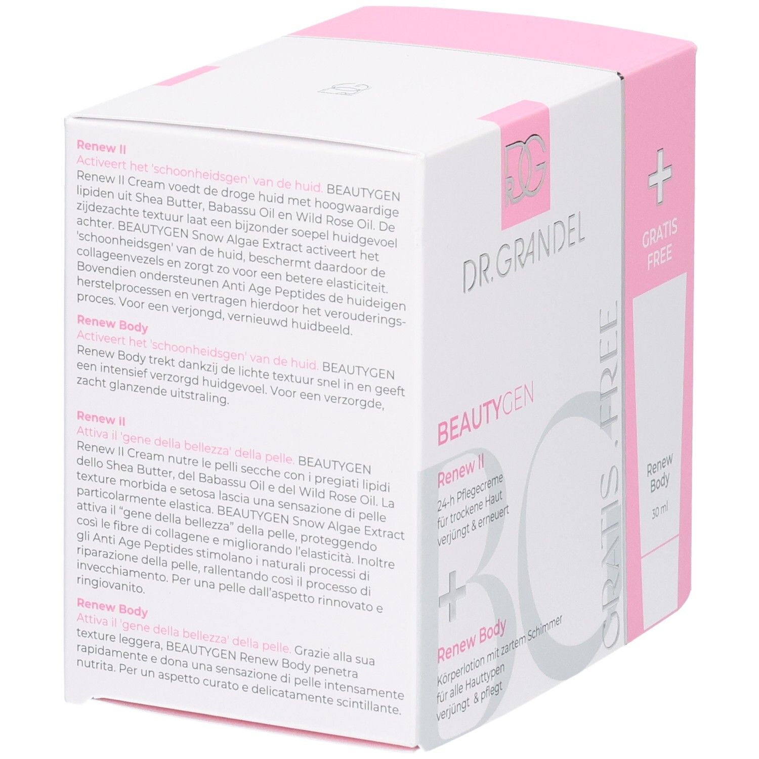 DR. GRANDEL BEAUTYGEN Renew II und Renew Body Produktbeschreibung auf Deutsch.