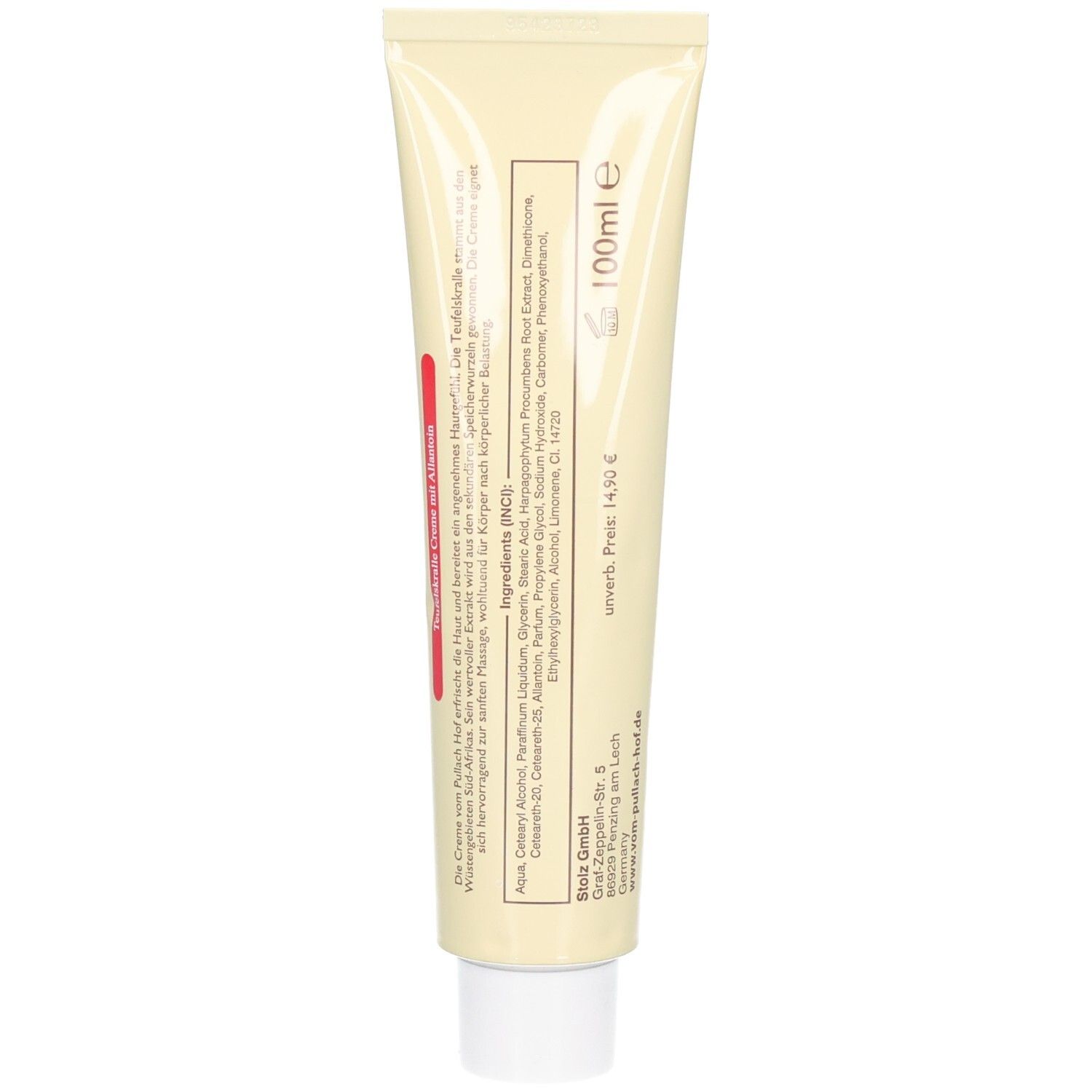 Creme-Tube mit 100ml Inhalt und Inhaltsstoffangaben.