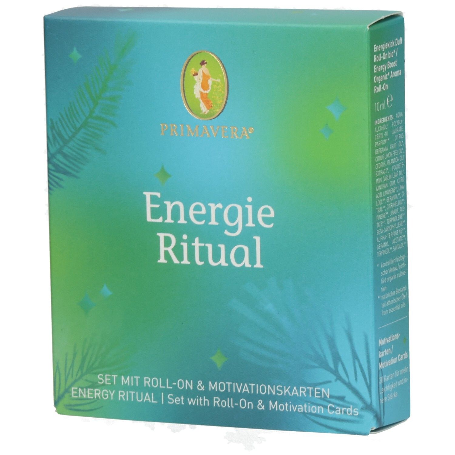 Primavera Energie Ritual: Set mit Roll-On & Motivationskarten. Aromatherapie.