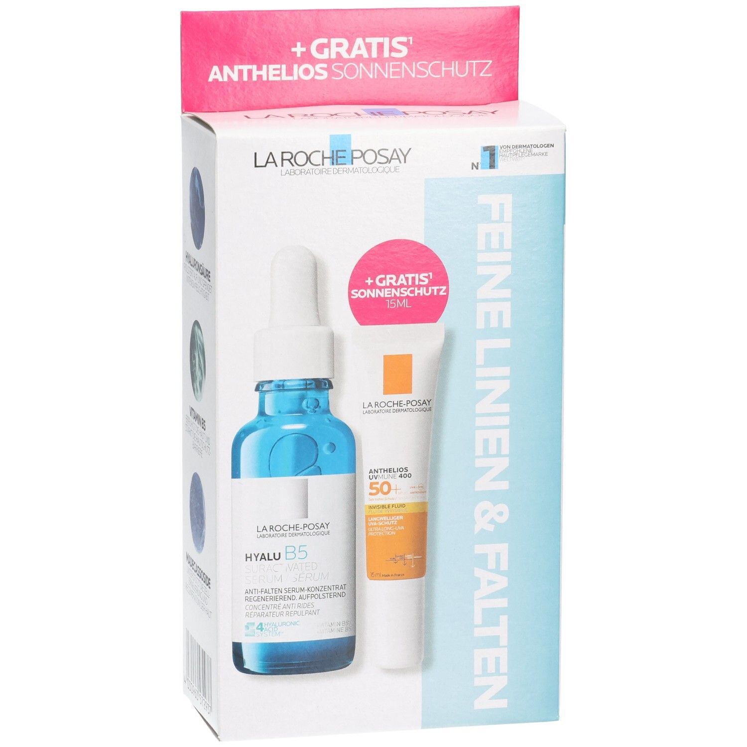 La Roche-Posay Hyalu B5 Set mit Serum und Sonnenschutz.