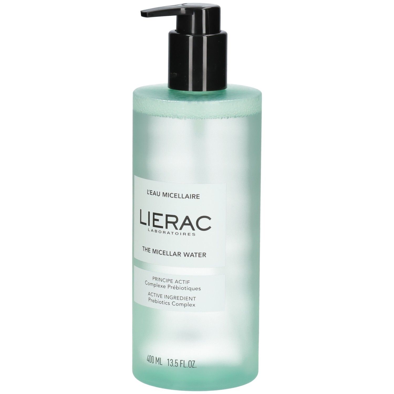 Lierac Mizellenwasser in einer durchscheinenden Flasche mit Pumpspender. Enthält 400 ml.