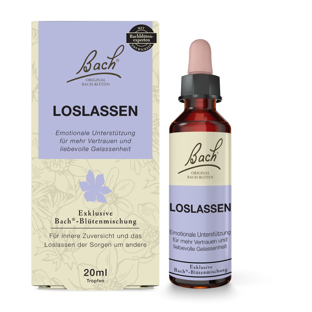 Bach Original Bach-Blüten Loslassen Tropfen 20ml Flasche und Karton.