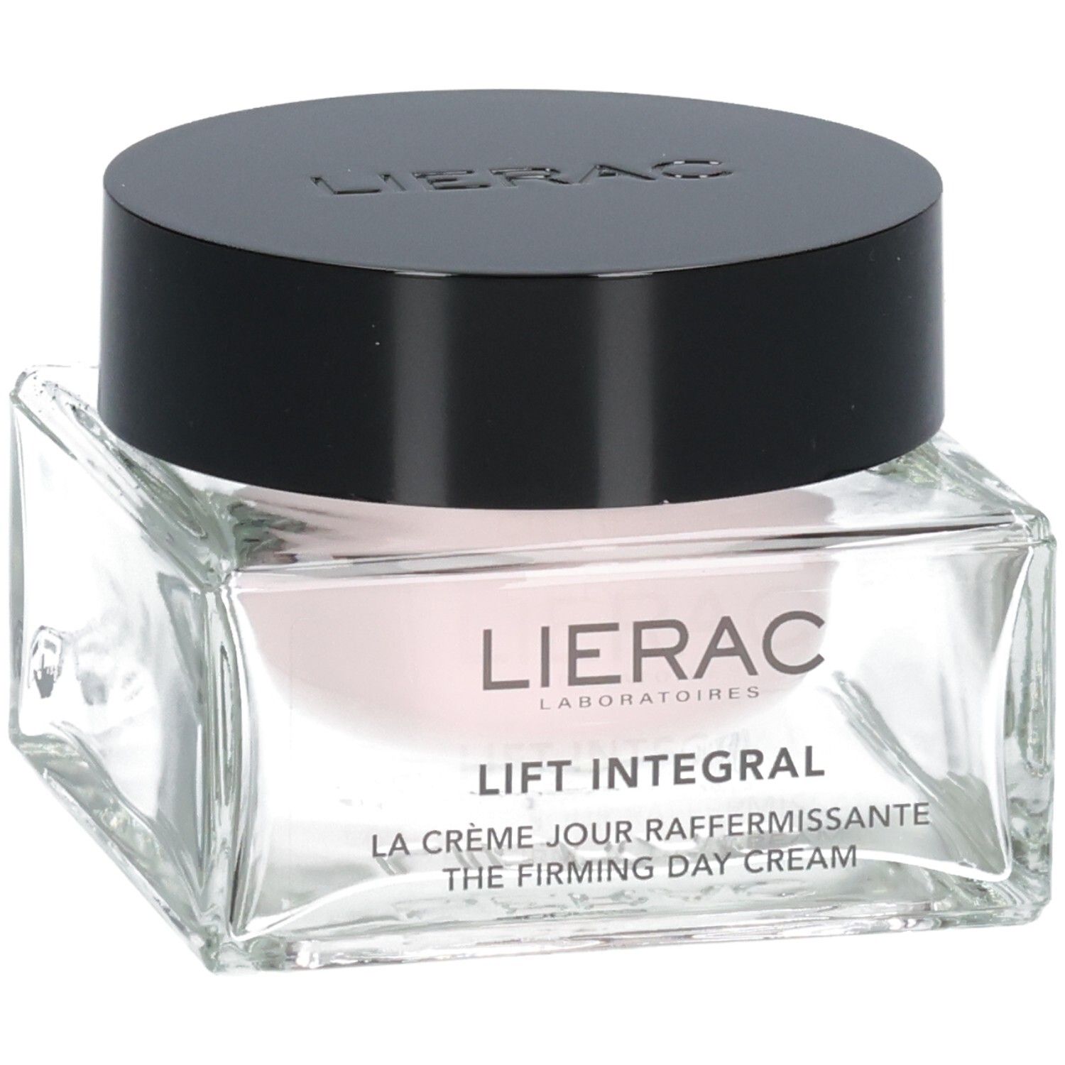 Lierac Lift Integral Tagescreme in einem Glasbehälter mit schwarzem Deckel.