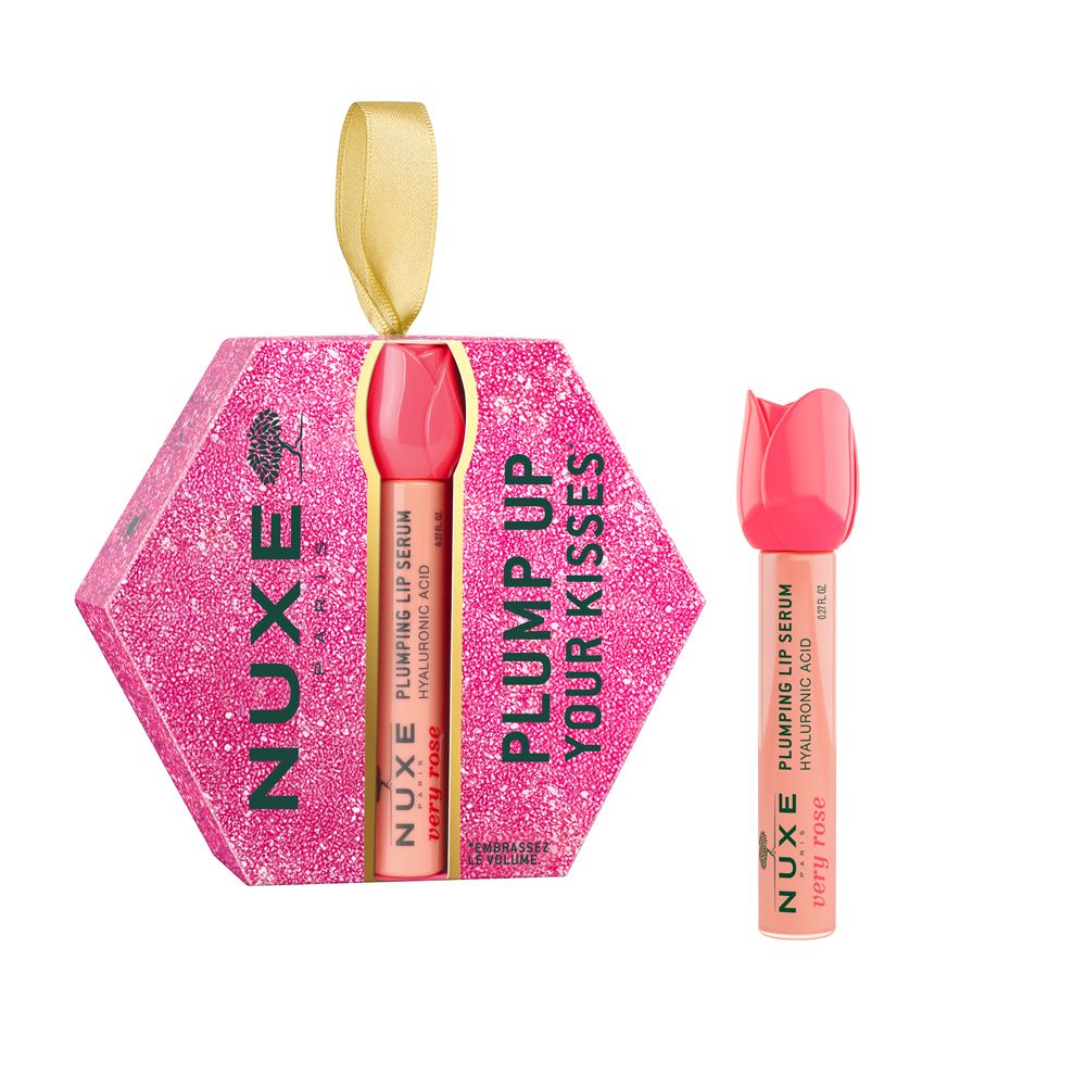 Nuxe Lippenpflege-Set mit einem glitzernden Etui und zwei Lippenstiften.