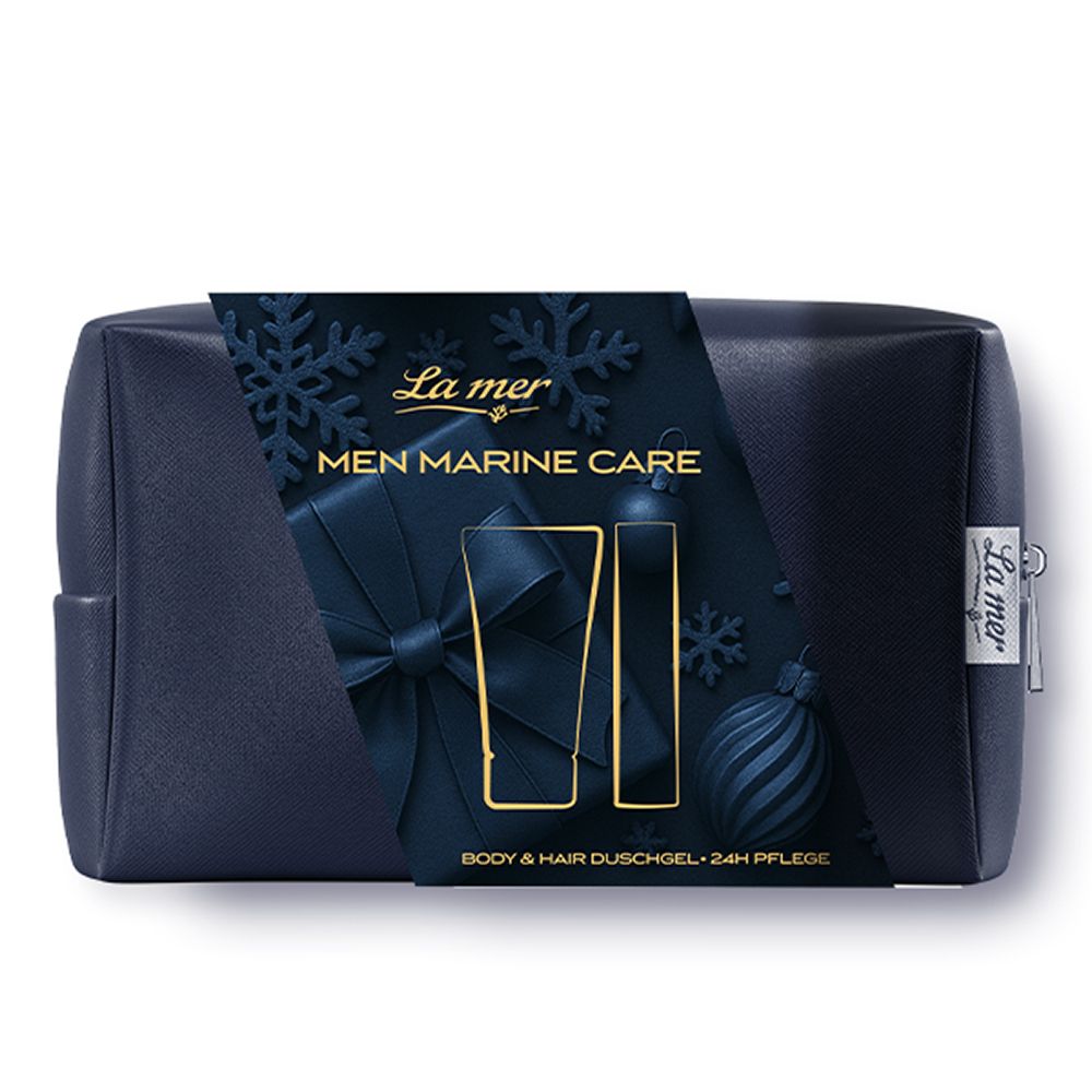 La mer MEN MARINE CARE Kosmetiktasche mit Duschgel und 24h Pflege.