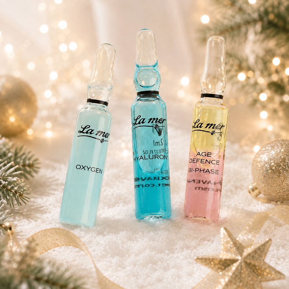La mer Ampullen: Oxygen, Hyaluron und Age Defence Bi-Phase.