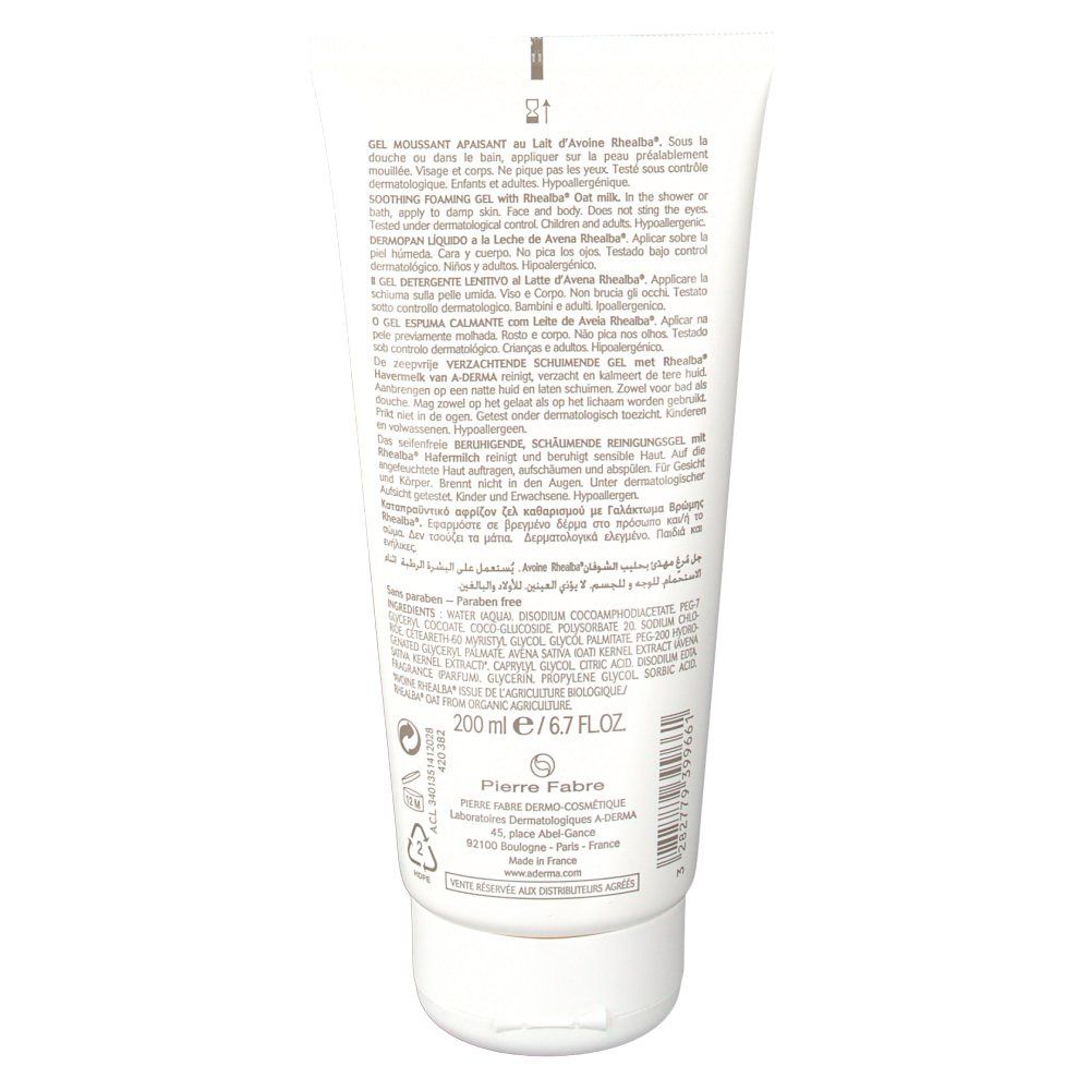 A-Derma Gel mousse d'avoine Rhealba