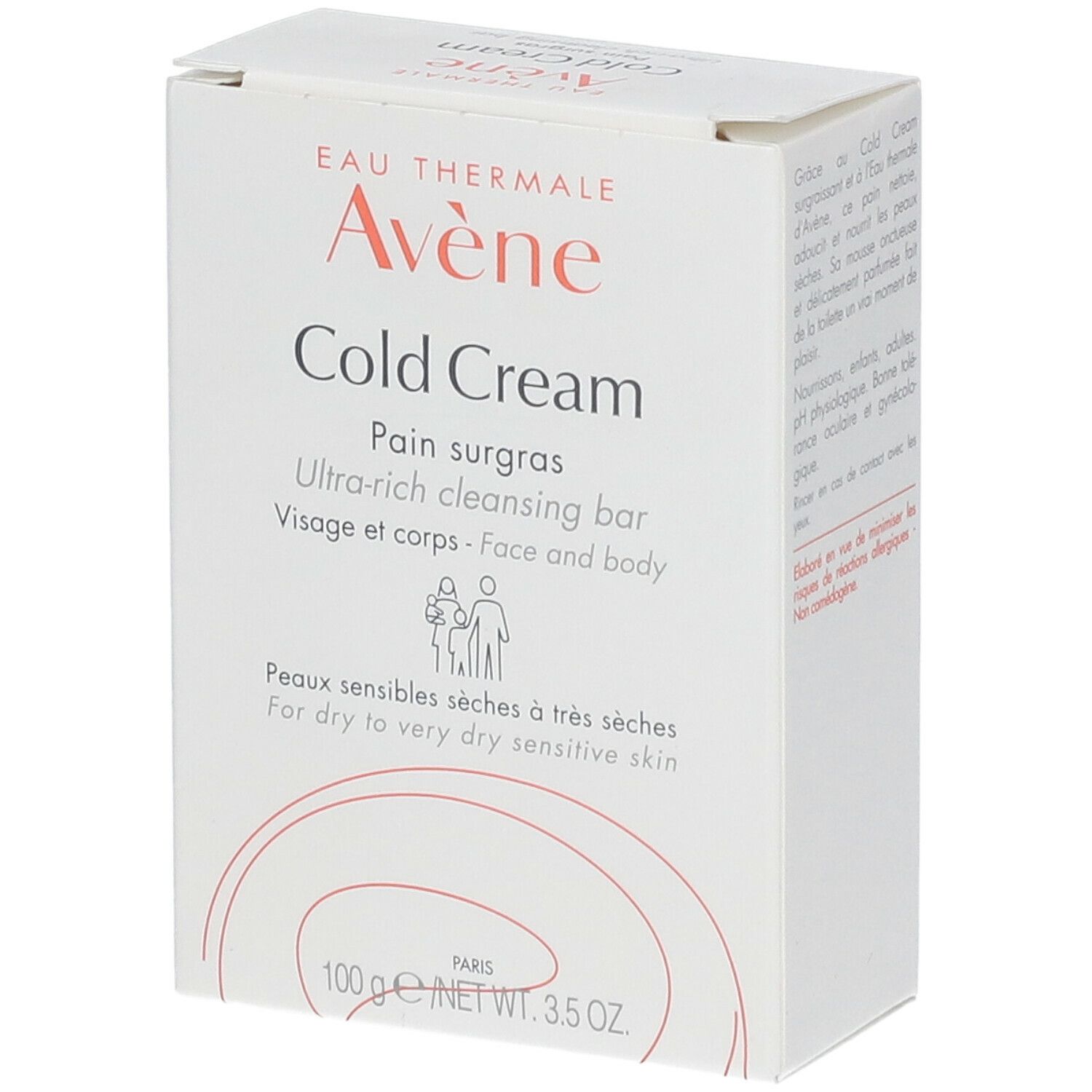 Weiße Kartonverpackung mit Produktnamen "Cold Cream" und Markenlogo "Avène".