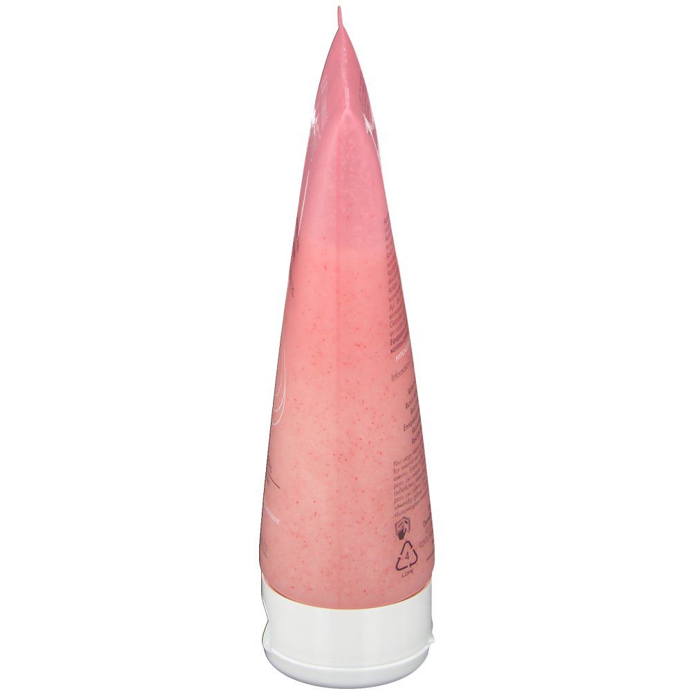 Seitenansicht einer rosa Tube mit weißem Verschluss. Produkttext nicht lesbar.