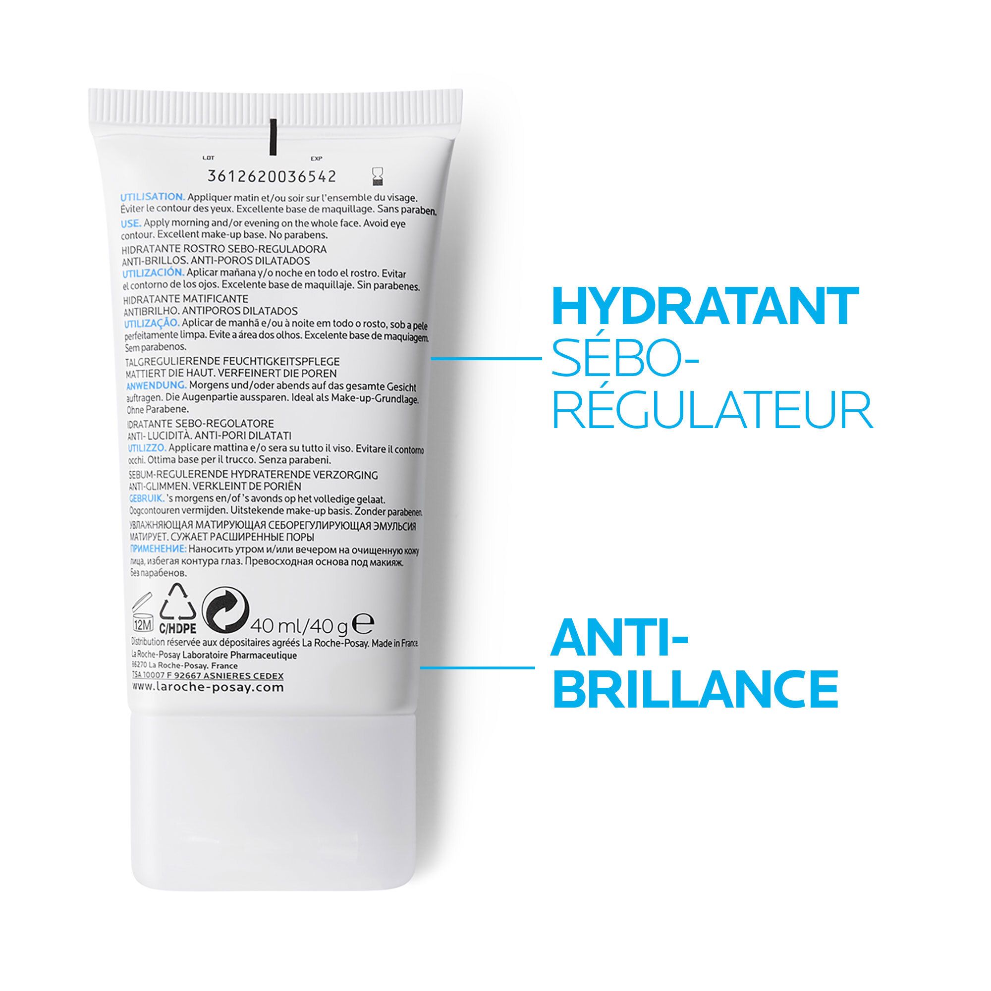 Effaclar Mat+ Hydratant Matifiant Peaux Grasses formulé à base d'Acide Salicylique, de Sébulyse et de Glycérine 40ml