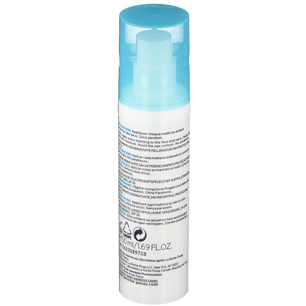 Rückseite der weißen Flasche mit Text. Enthält Informationen über die Anwendung und Inhaltsstoffe. 50ml/1.69 FL.OZ.