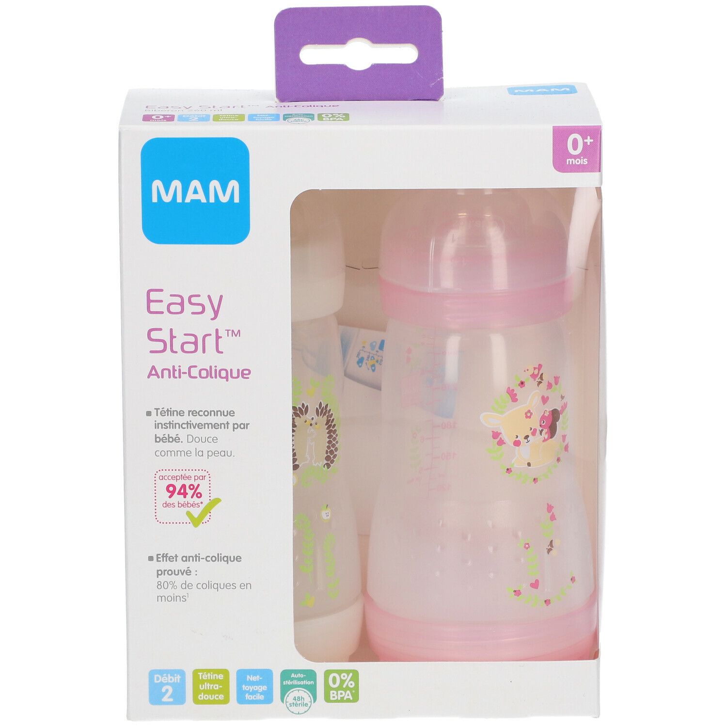 MAM Biberon anti-colique 260 ml de 0 à 6 mois
