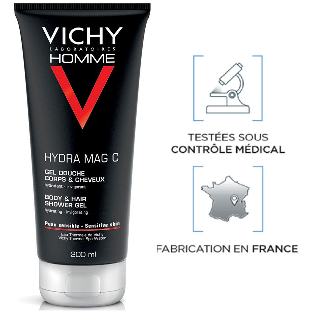 Vichy Homme HYDRA MAG-C Gel-Douche Hydratant Revigorant