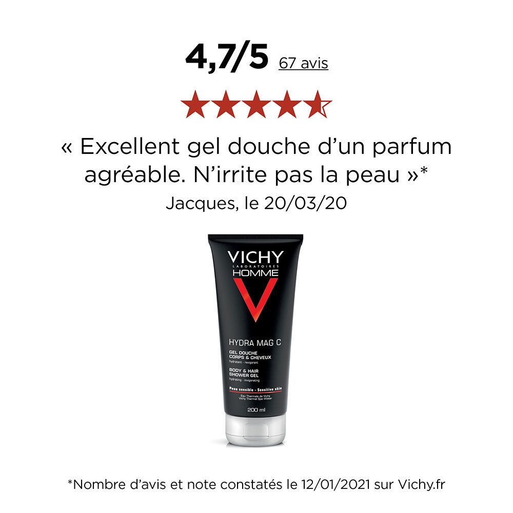 Vichy Homme HYDRA MAG-C Gel-Douche Hydratant Revigorant