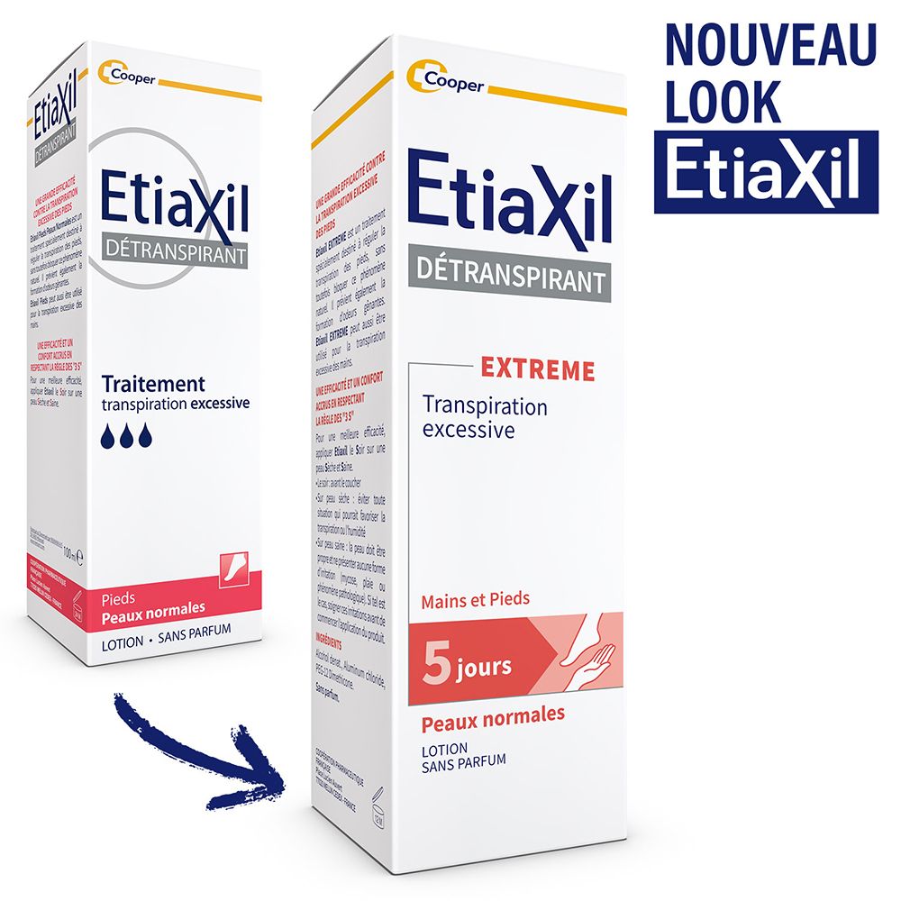 ETIAXIL - Déodorant Détranspirant - Traitement Transpiration Excessive -Pieds et Mains - EXTREME - Peaux Normales