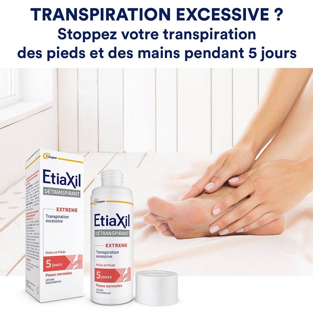 ETIAXIL - Déodorant Détranspirant - Traitement Transpiration Excessive -Pieds et Mains - EXTREME - Peaux Normales