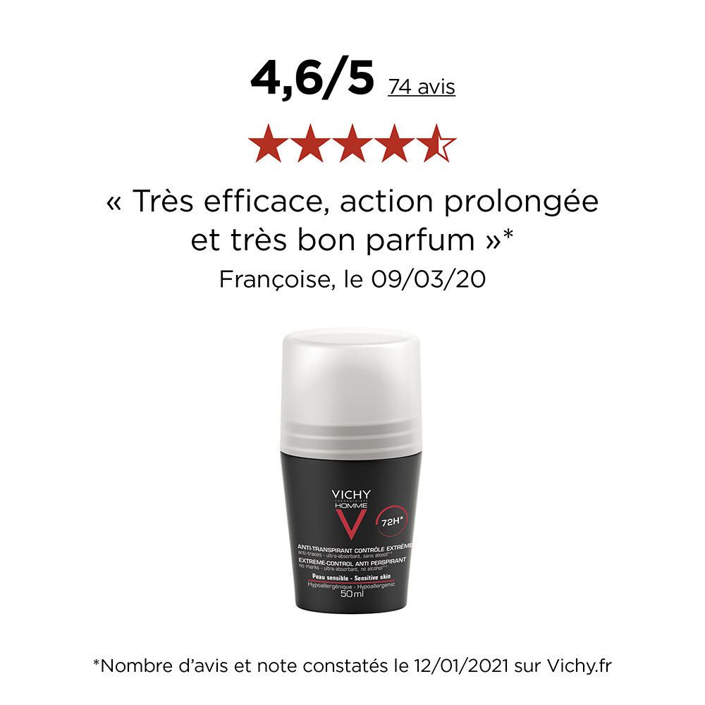 LOT*2 Vichy Homme Déodorant bille 72H