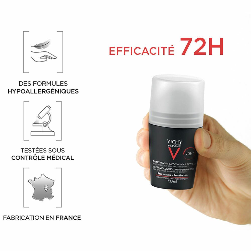 VICHY Homme Antitranspirant Deodorant Extreme Kontrolle für empfindliche Haut