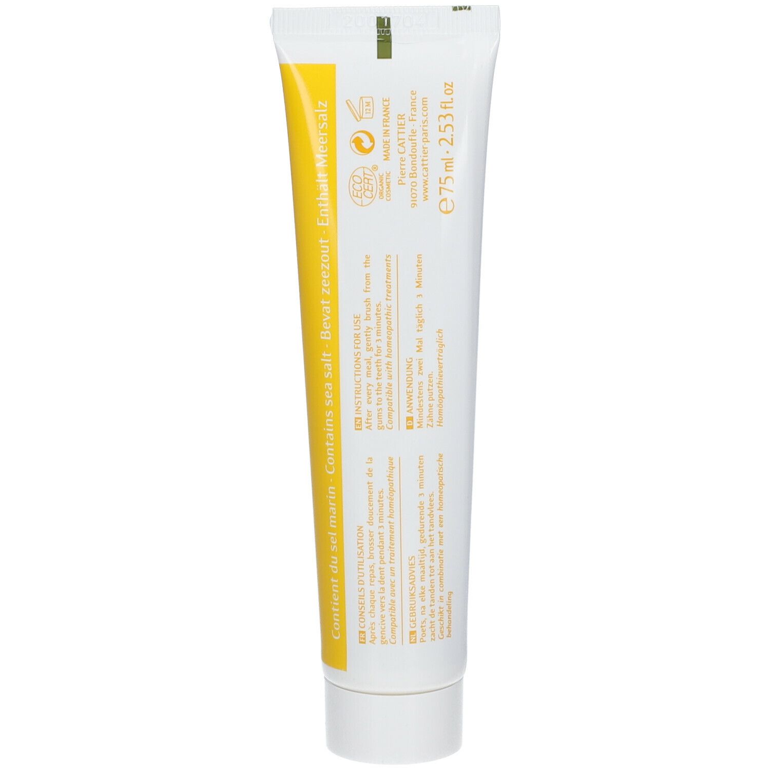 Cattier Dentargile dentifrice citron bio