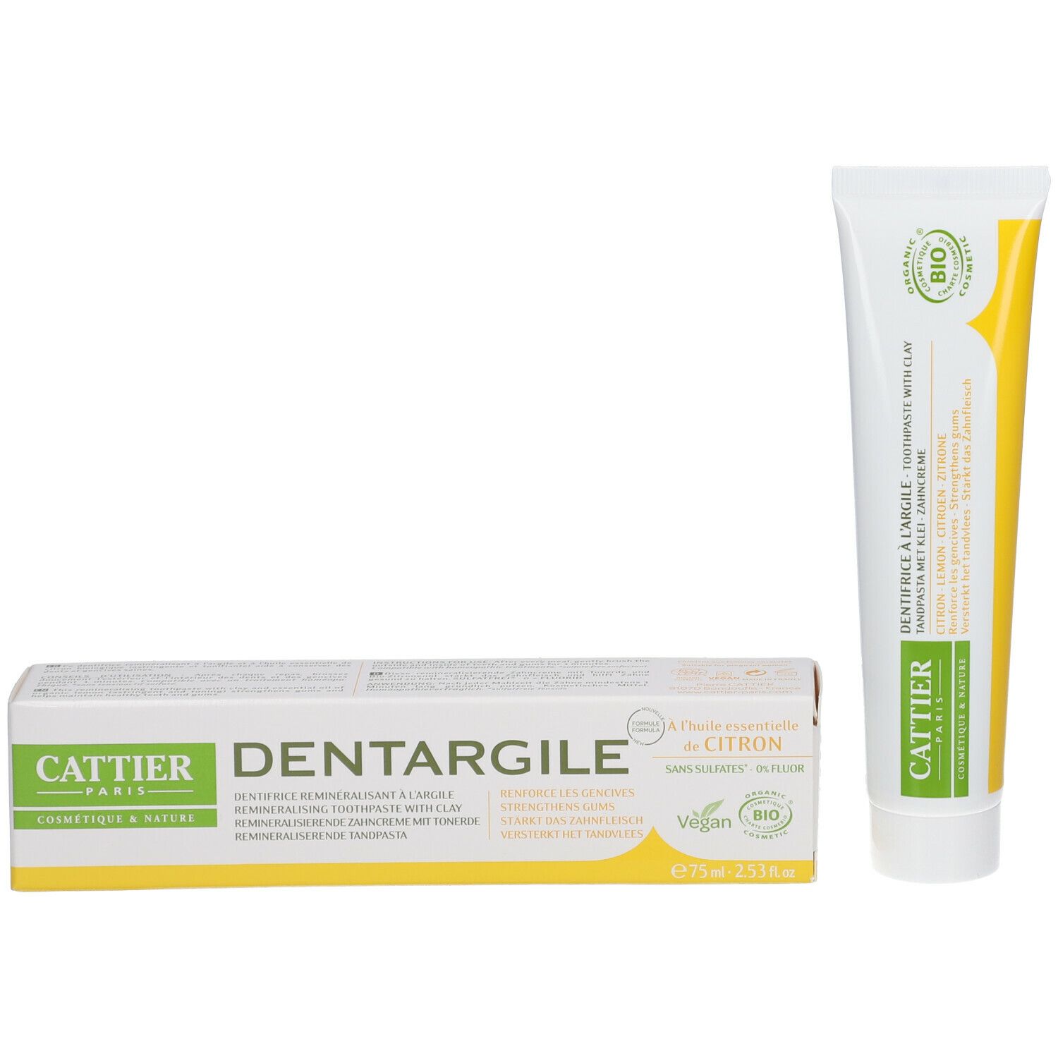 Cattier Dentargile dentifrice citron bio