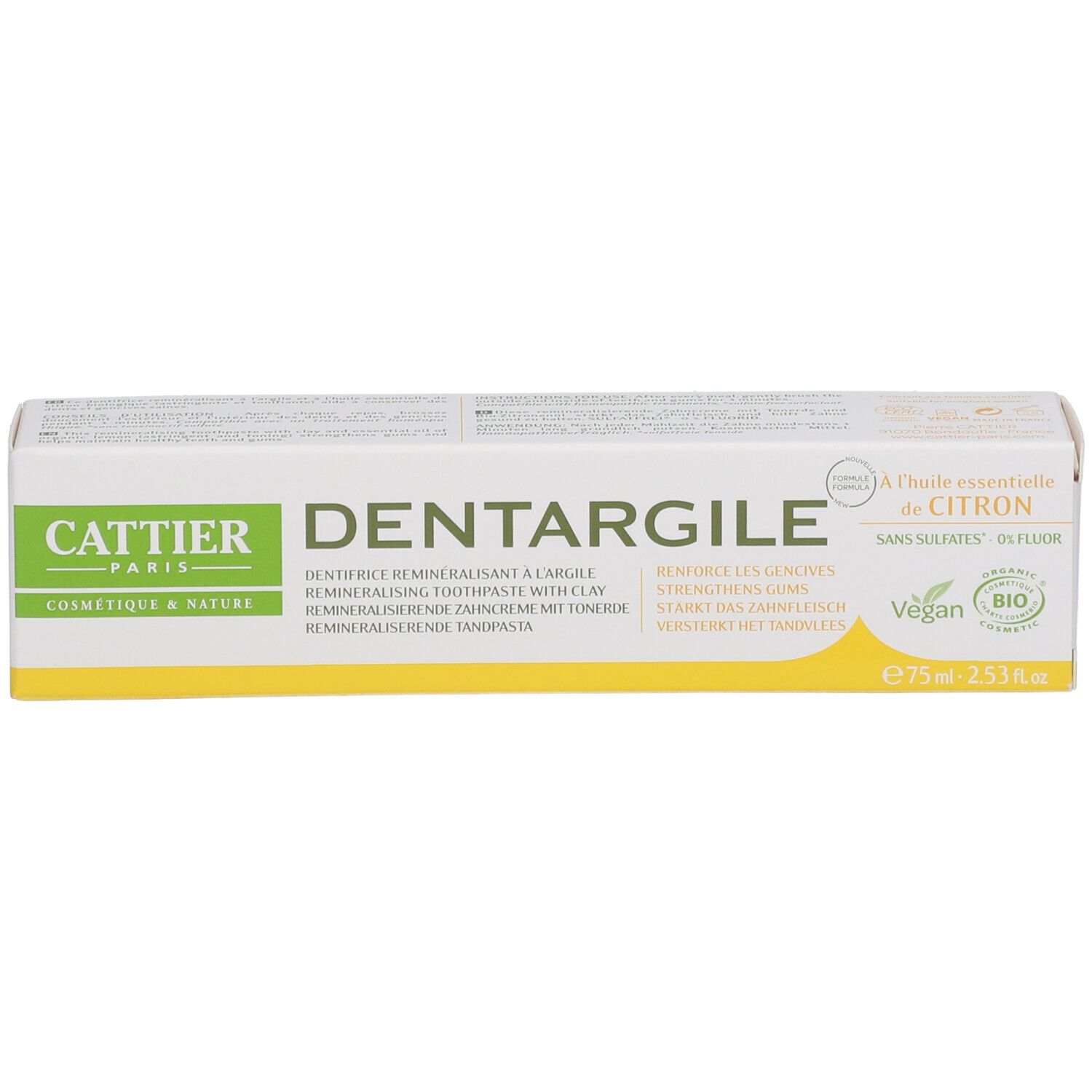 Cattier Dentargile dentifrice citron bio