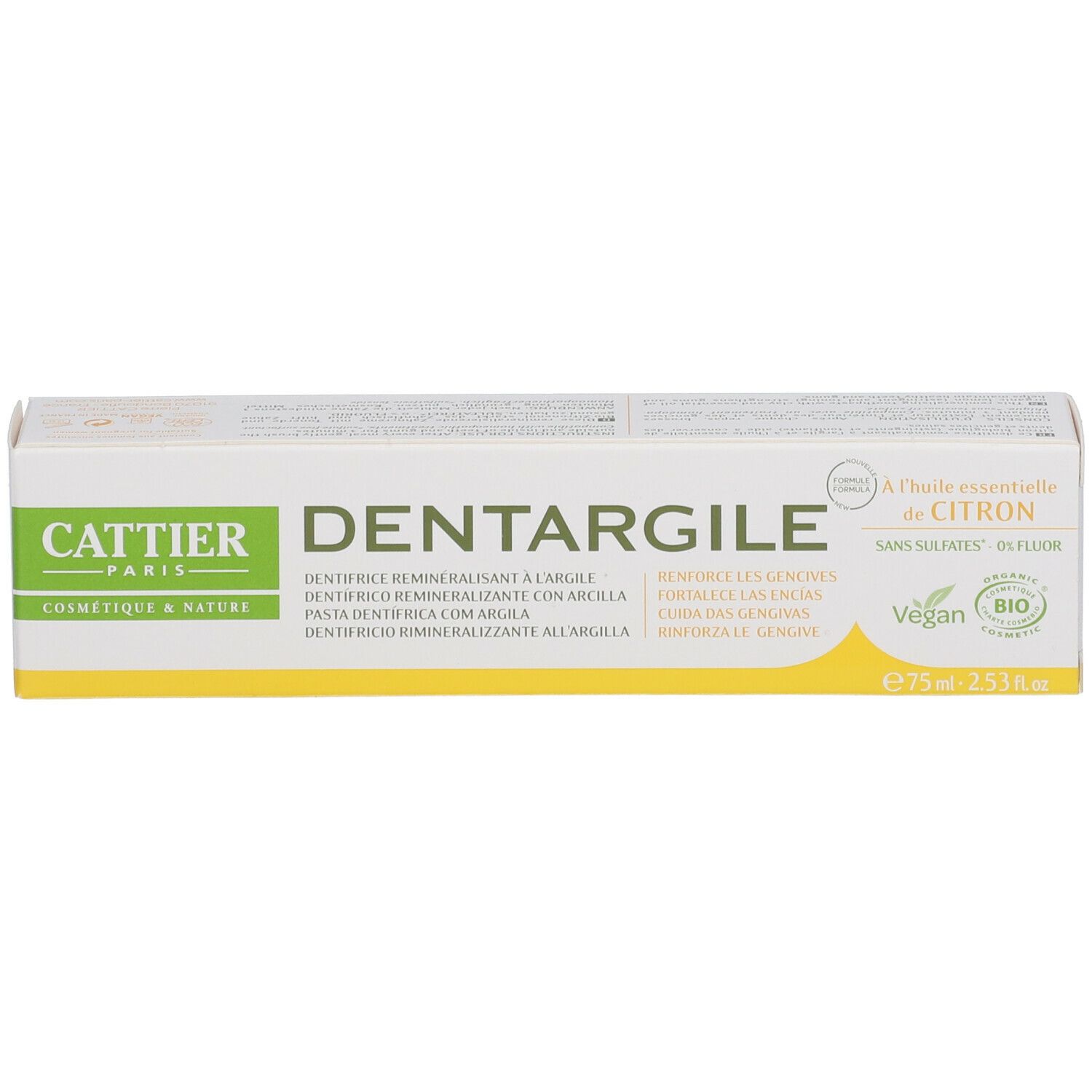 Cattier Dentargile dentifrice citron bio