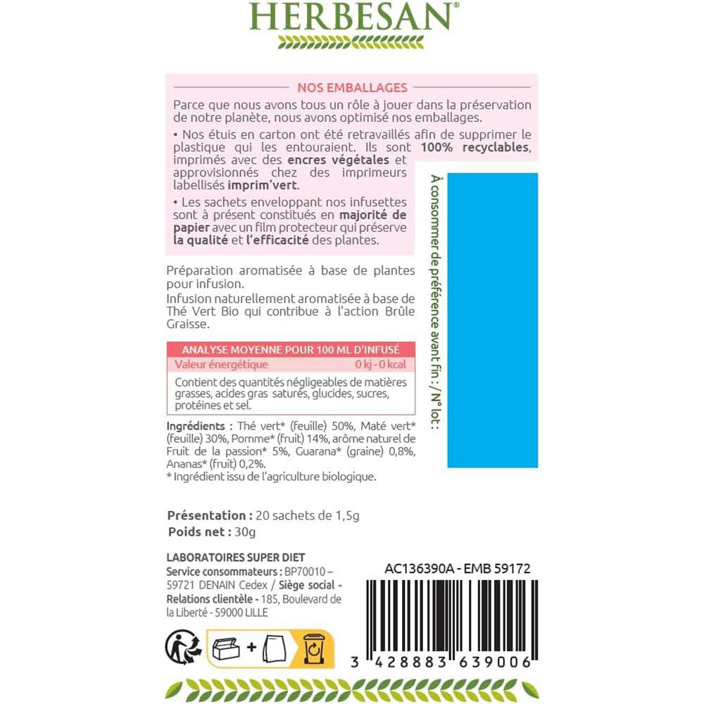 Herbesan® Infusion maté vert – brûle-graisse