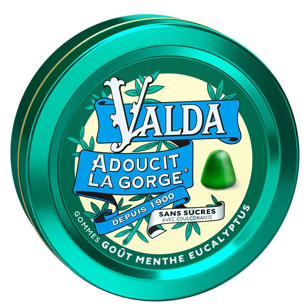 Valda Gommes Sans Sucres Menthe Eucalyptus Adoucit La Gorge 50g