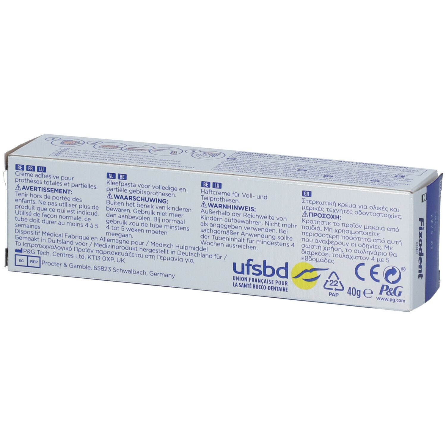 Fixodent Pro Plus Anti-Particules Crème Adhésive Pour Prothèses Dentaires