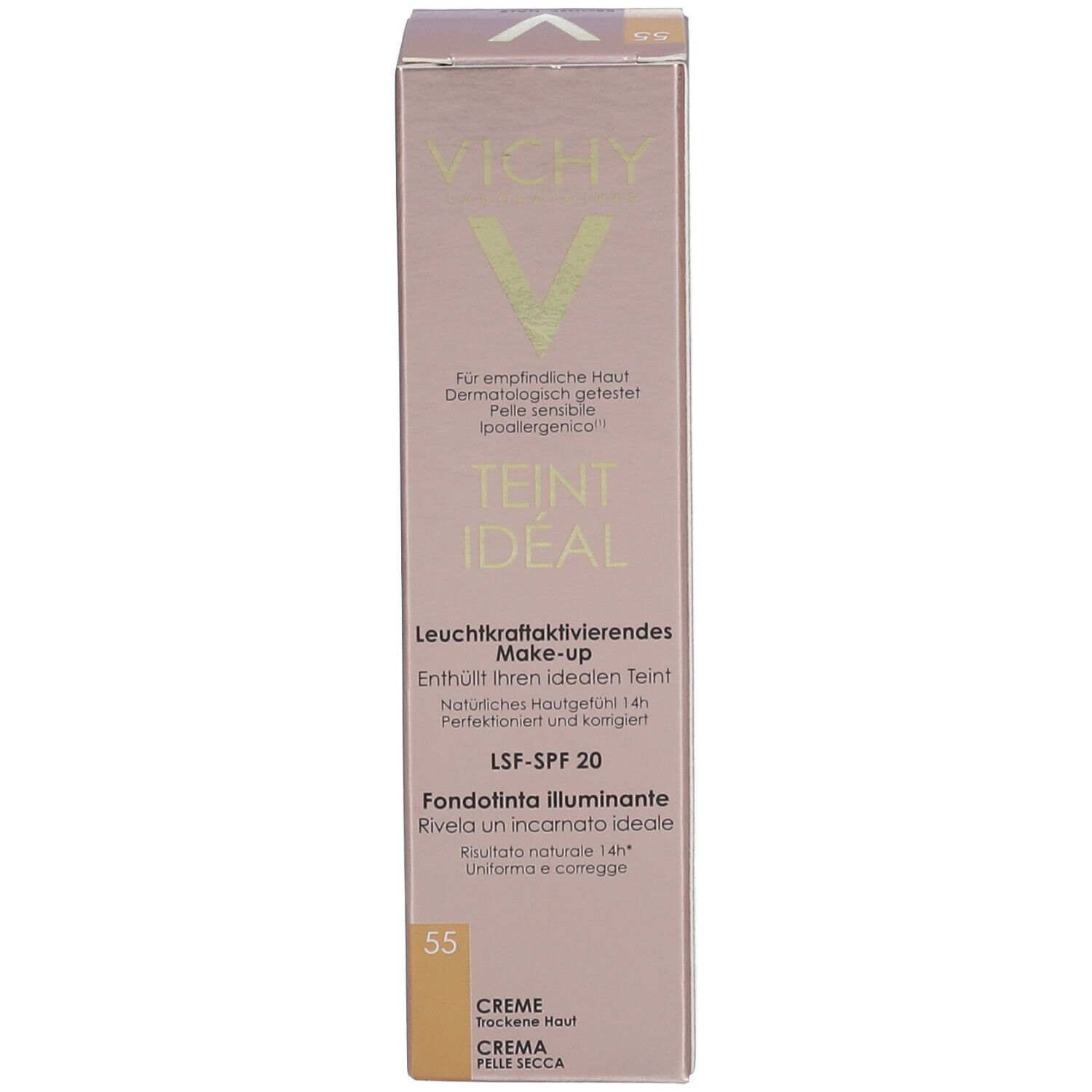 TEINT IDÉAL CRÈME - Fond de teint lumière, crème, SPF 20. n° 55, bronze hâlé - tube 30 ml