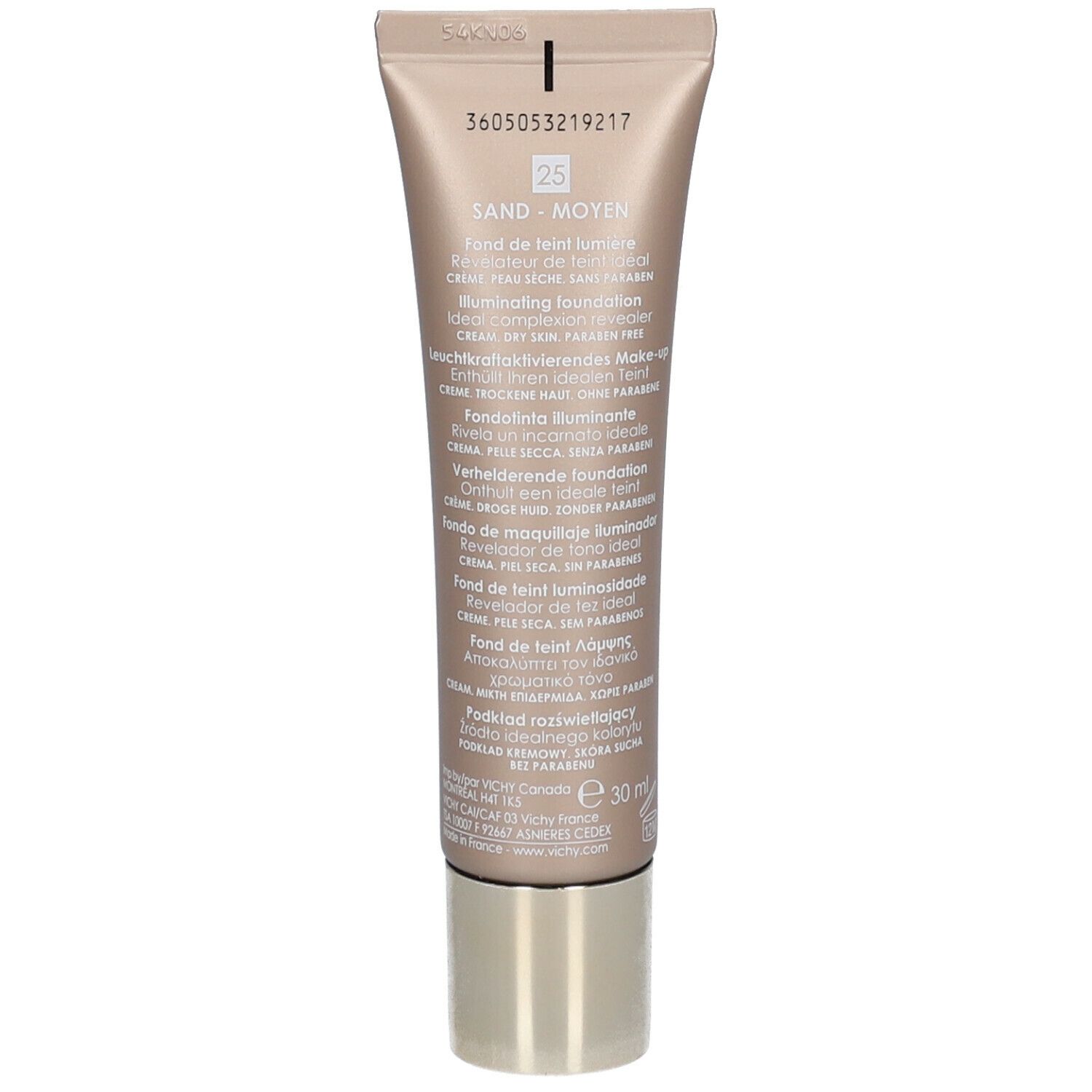 TEINT IDÉAL CRÈME - Fond de teint lumière, crème, SPF 20. n° 25, sand moyen - tube 30 ml