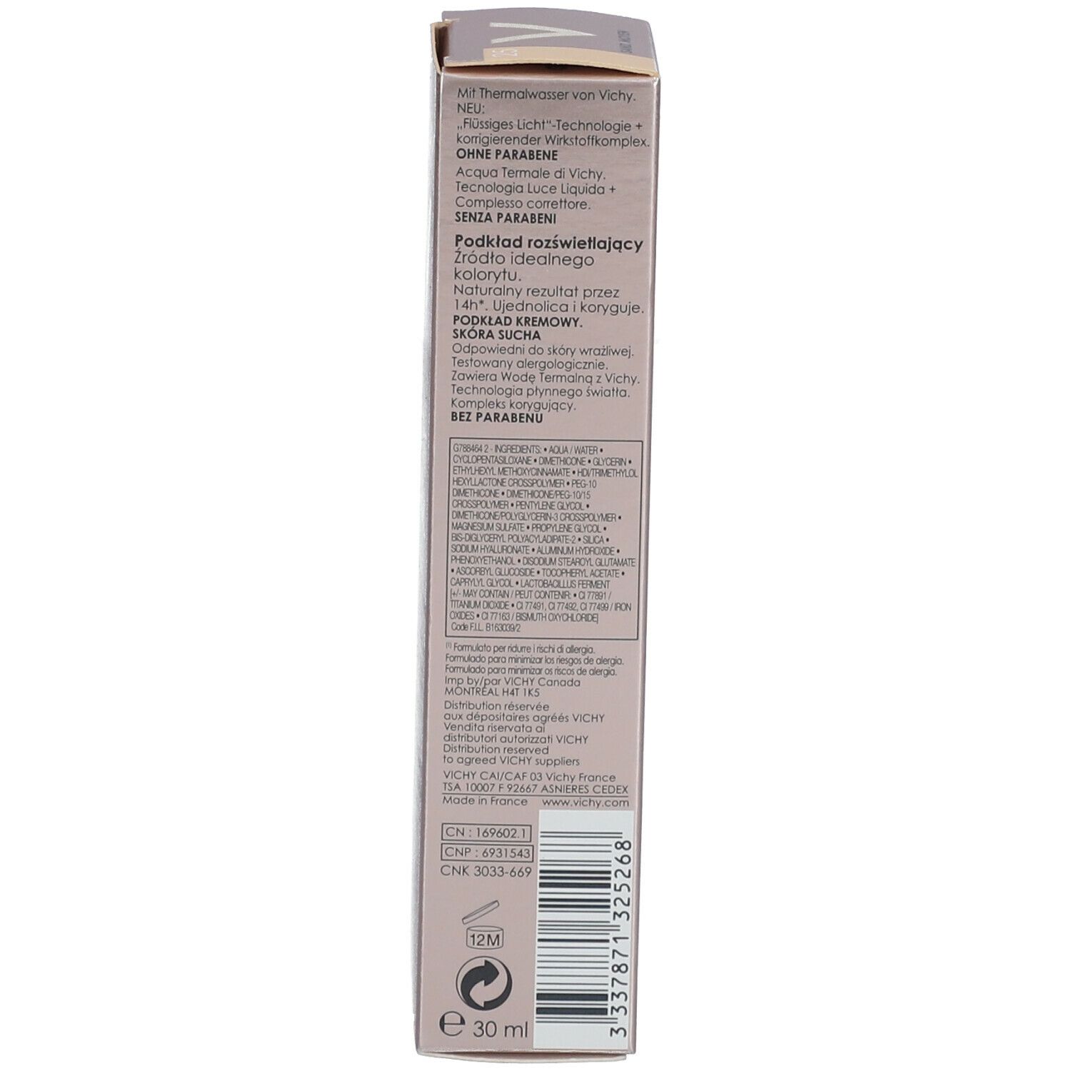 TEINT IDÉAL CRÈME - Fond de teint lumière, crème, SPF 20. n° 25, sand moyen - tube 30 ml
