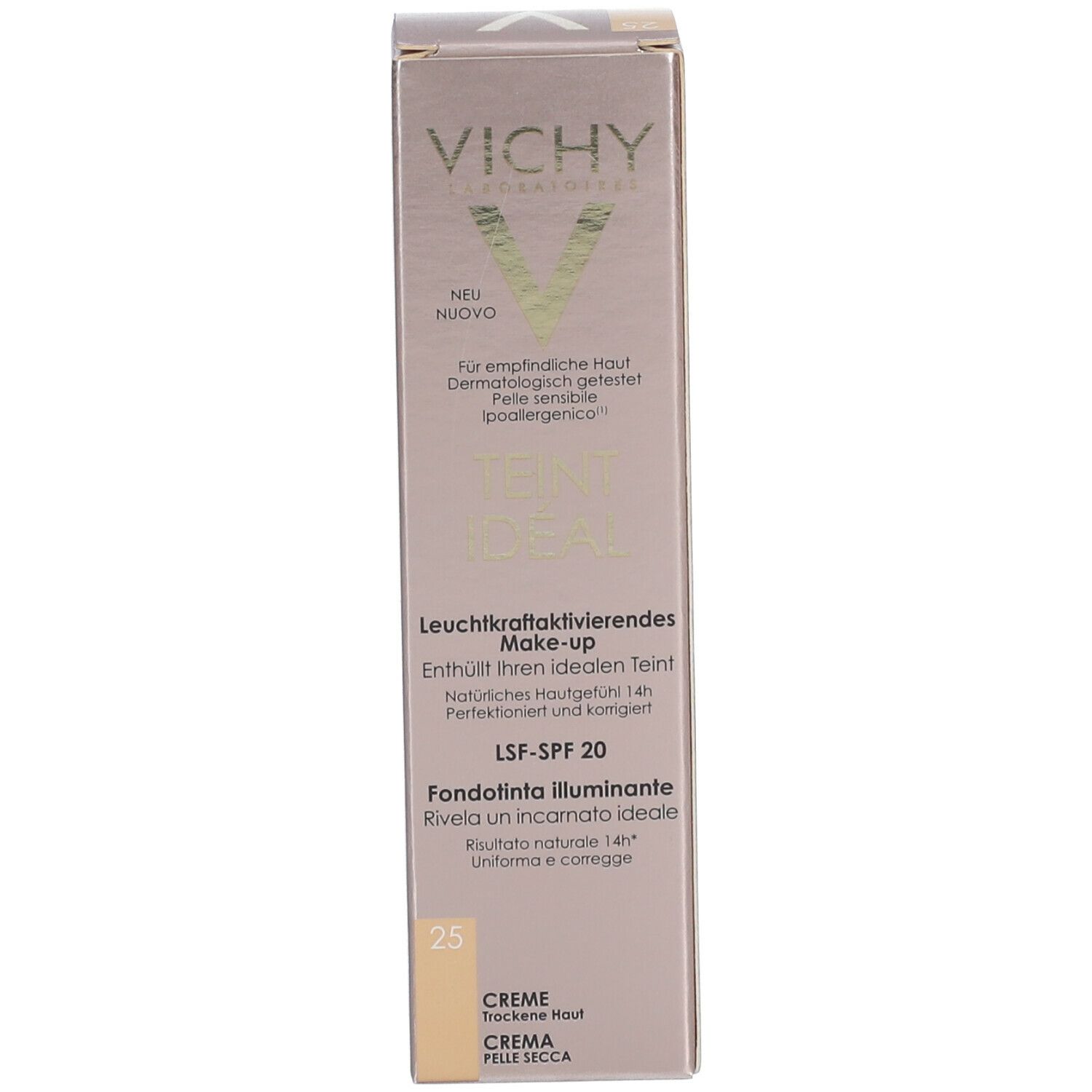 TEINT IDÉAL CRÈME - Fond de teint lumière, crème, SPF 20. n° 25, sand moyen - tube 30 ml