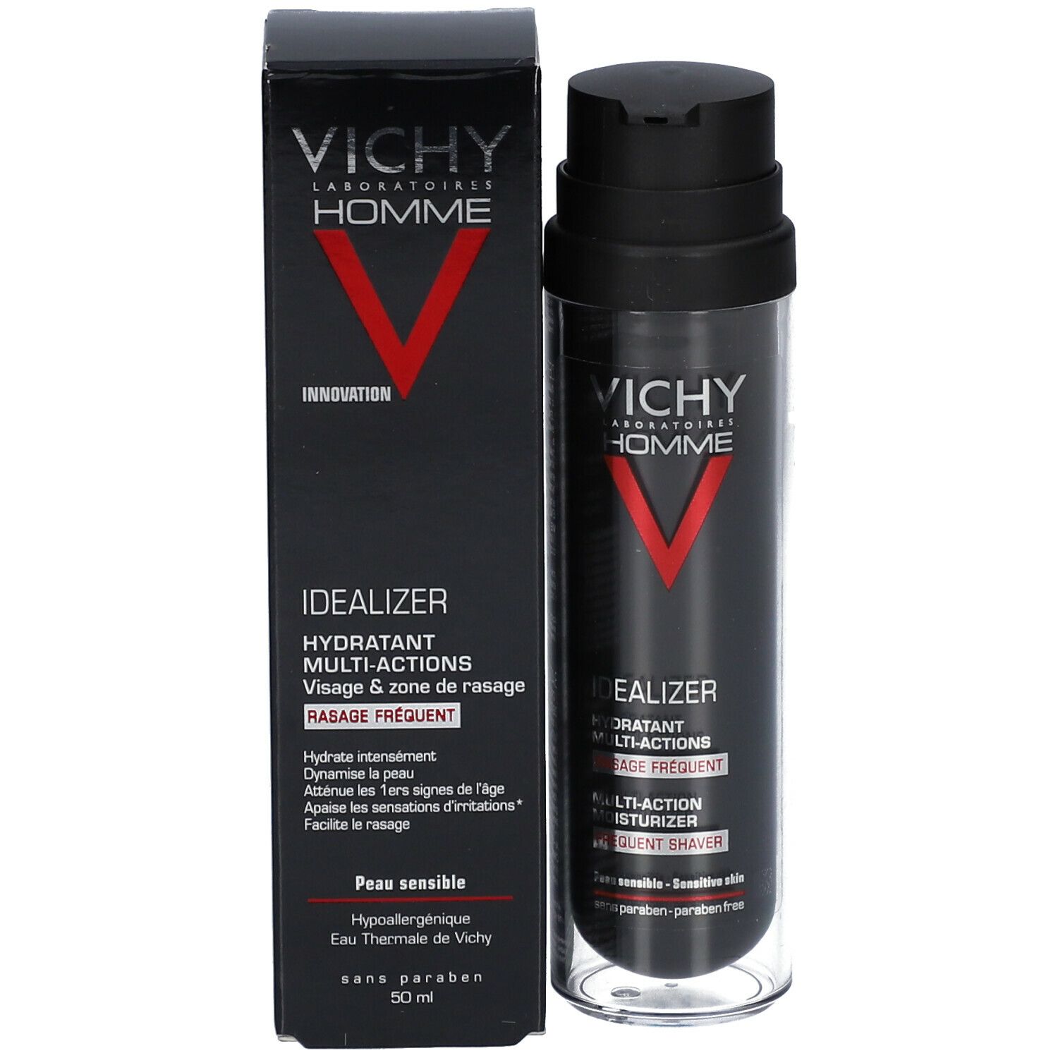 VICHY HOMME IDEALIZER RASAGE FRÉQUENT - Gel crème hydratant multiactions.  - fl 50 ml