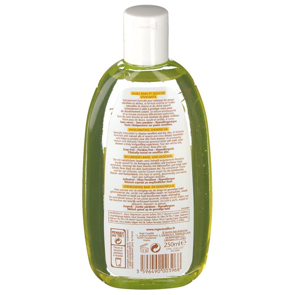 ROGÉ CAVAILLÈS HUILE BAIN ET DOUCHE VIVIFIANTE - Huile de bain et de douche vivifiante.  -