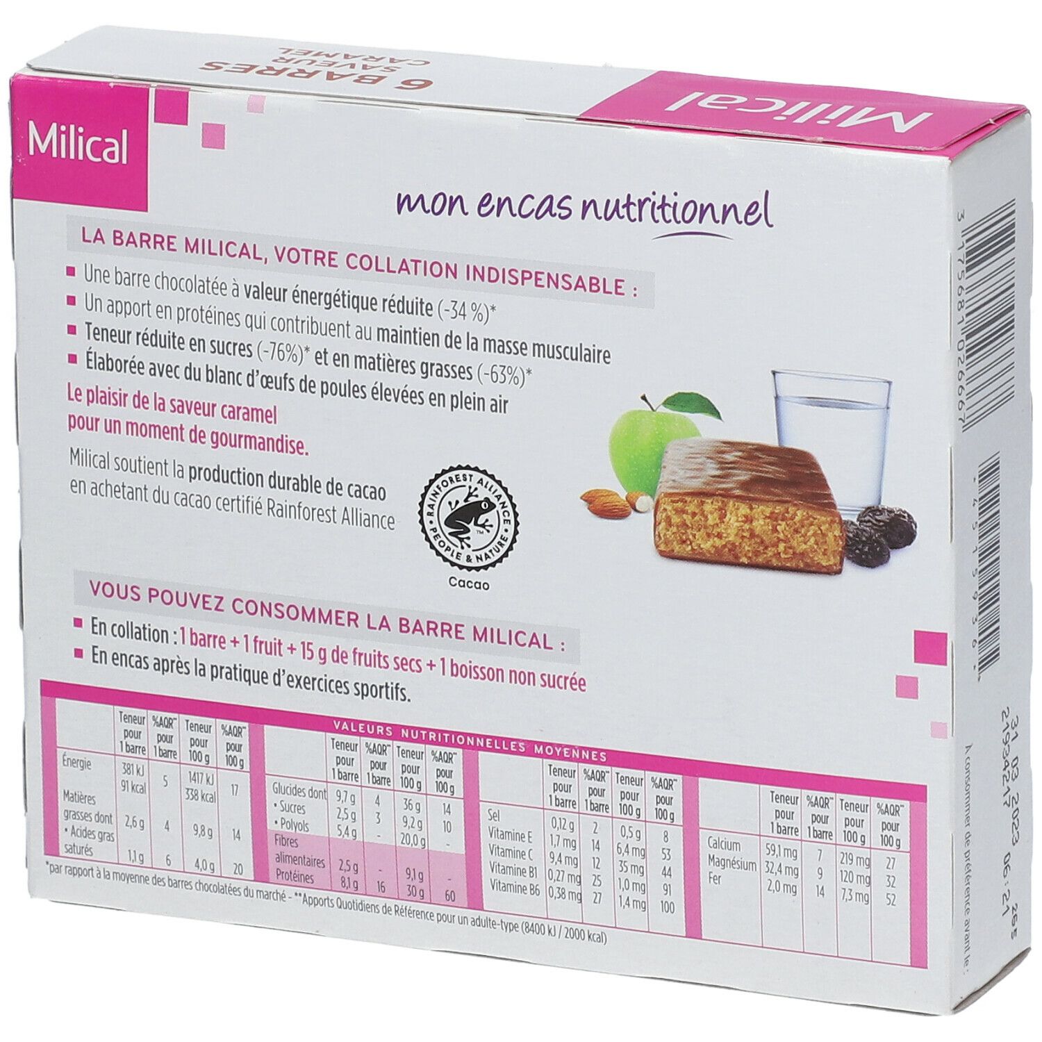 Milical Hyperproteiné Barres Karamell