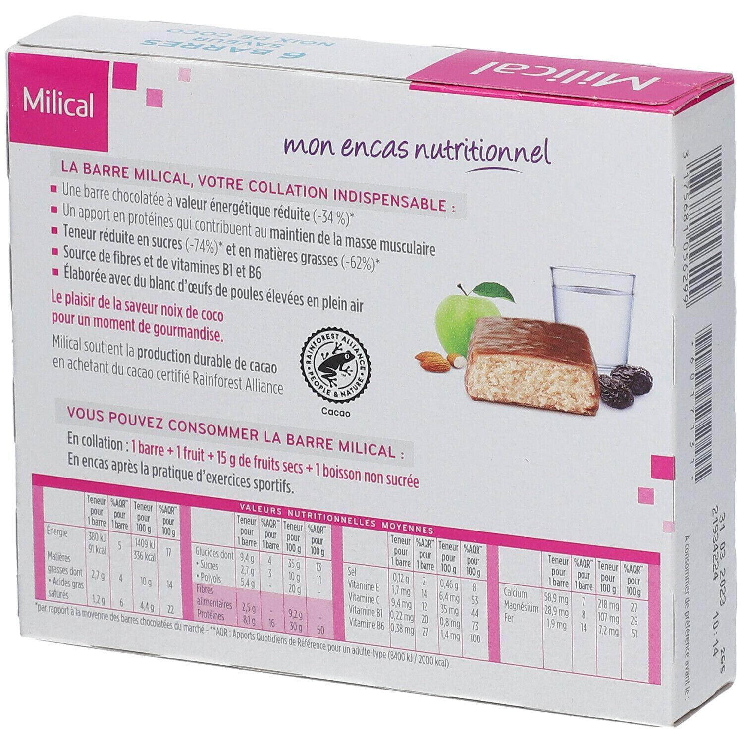 Milical Hyperprotein Riegel Kokosnuss