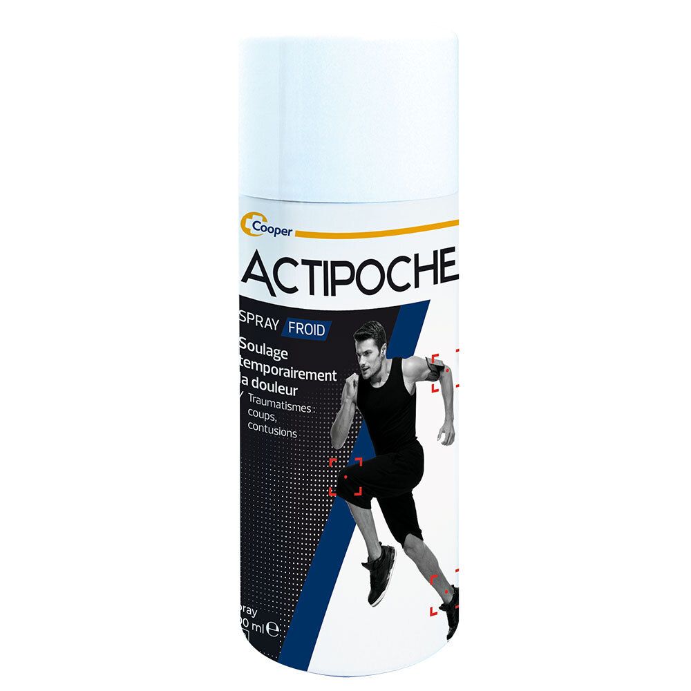 Aérosol Actipoche Spray Froid avec illustration d'un coureur.