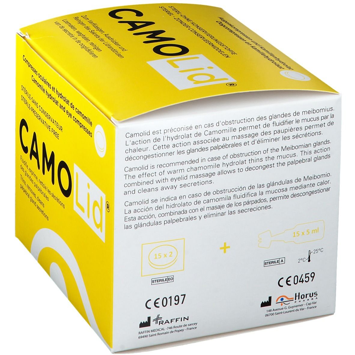 Camo Lid compresse ophtalmique avec solution