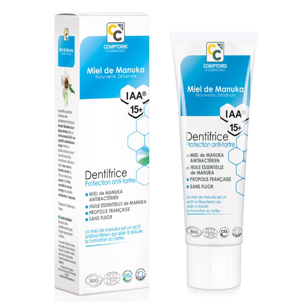 Comptoirs & Compagnies Dentifrice protection Anti-Tartre Miel de Manuka IAA15+