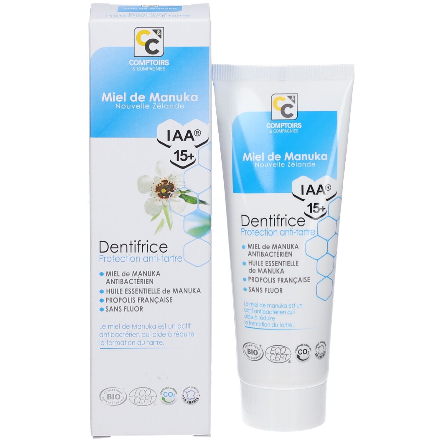 Comptoirs Et Compagnies Bio Zahnpasta Mit Manuka Honig – 75 Ml, Fluoridfrei, Gegen Zahnstein, ECOCERT Zertifiziert