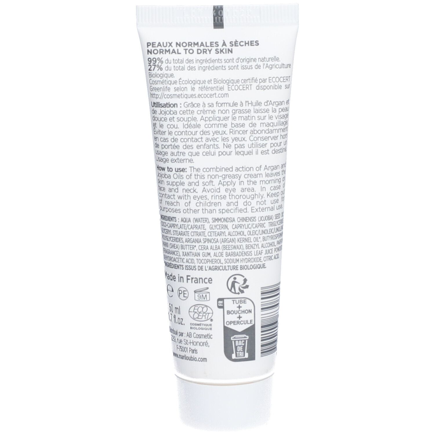 MARILOU Bio Crème de jour bio à l'huile d'argan
