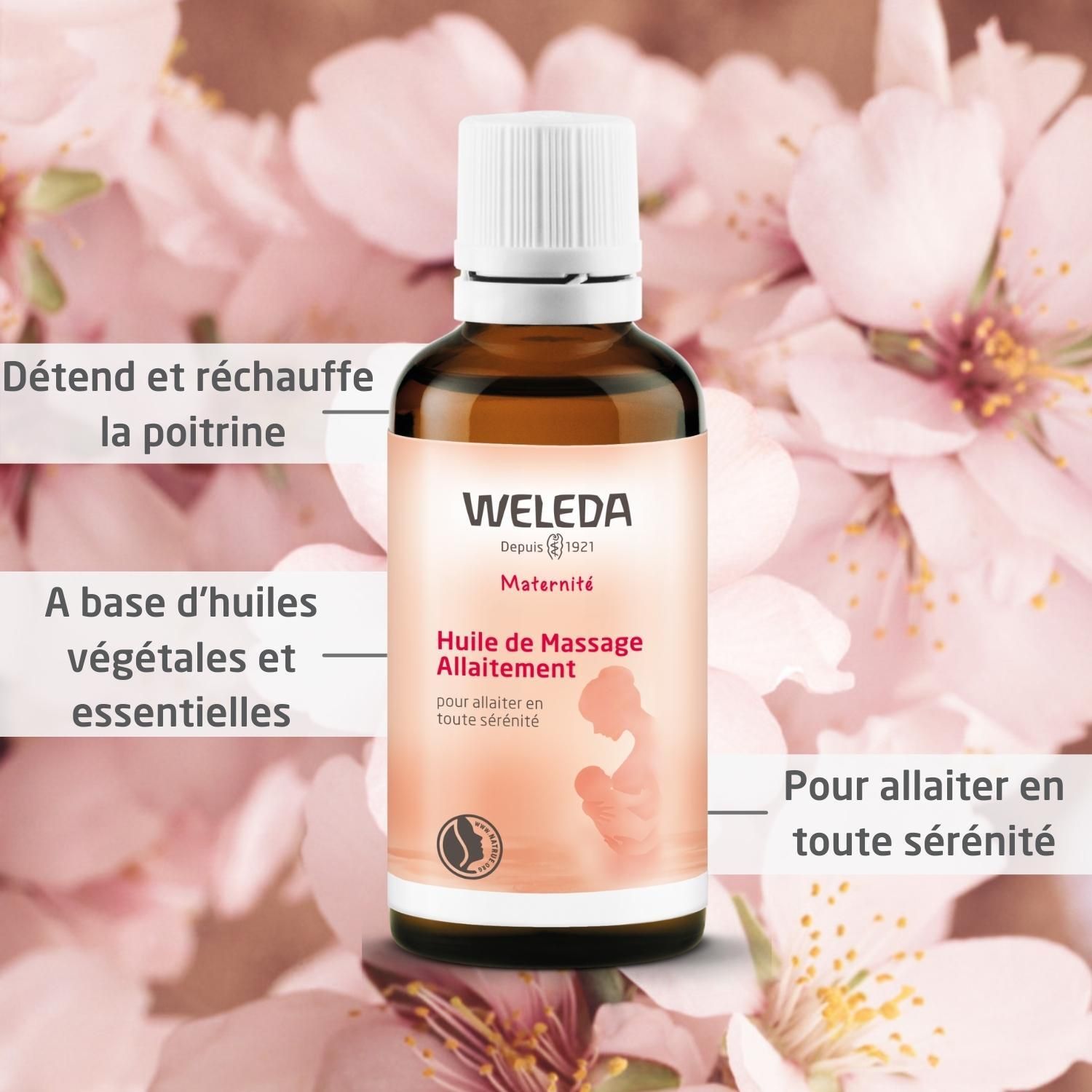 Weleda Maternité Huile de massage Allaitement - flacon 50 ml