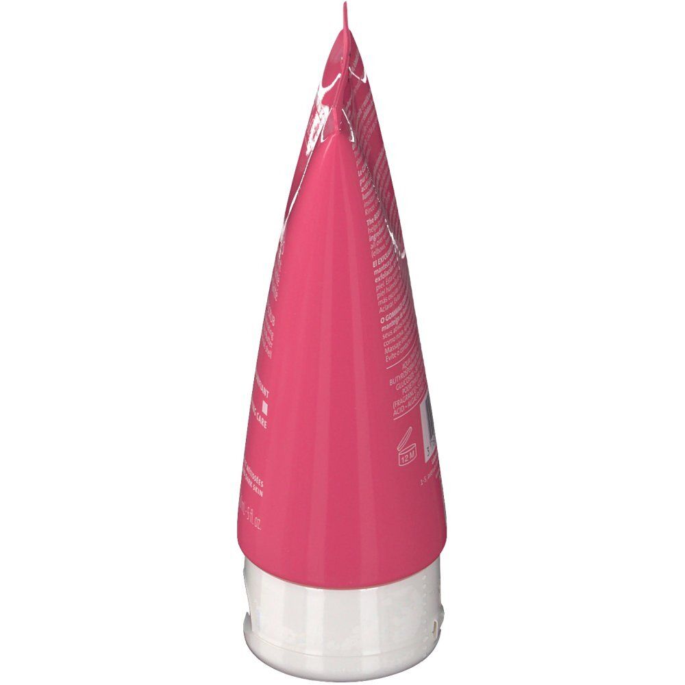 Rosa Tube, von unten gesehen. Weißer Deckel. Aufschrift nicht lesbar.