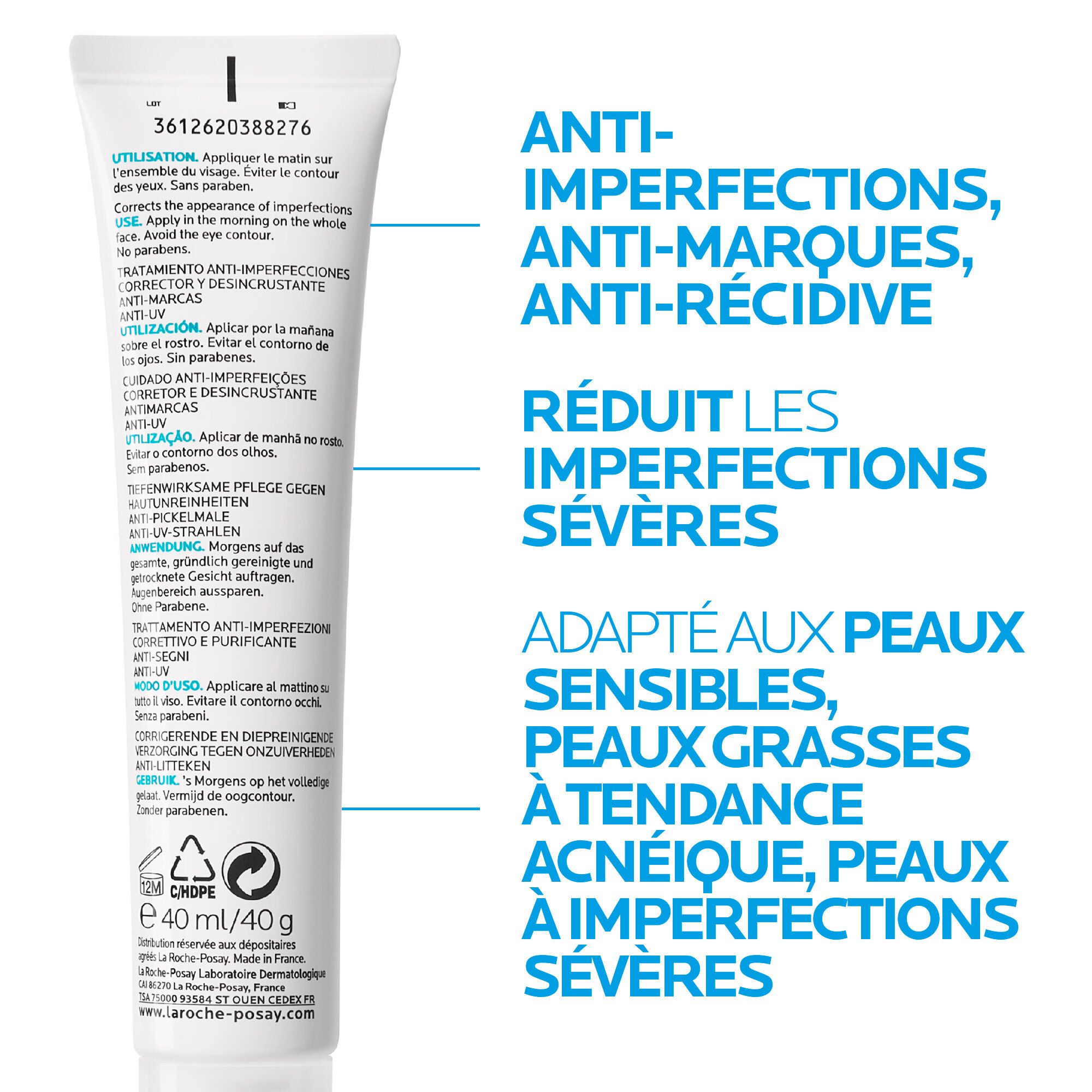 Effaclar Duo (+) Soin complet anti-imperfections, anti-marques et anti-récidive et anti-UV (SPF30) 40ml