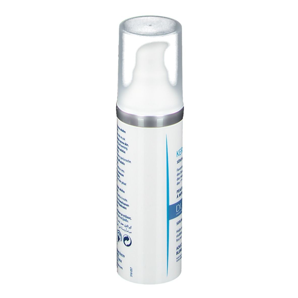 Serum-Flasche. Seite. Text: Anwendung, Inhaltsstoffe, Herstelleradresse. 30 ml.